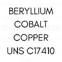 BERYLLIUM COBALT COPPER UNS C17410